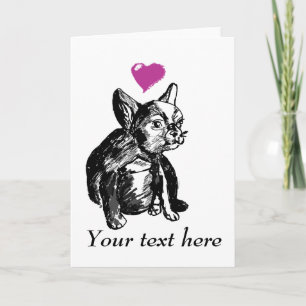 Carte de voeux française Bulldog Puppy