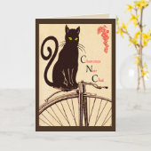 Carte de voeux française de chat (Fleur jaune)