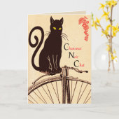 Carte de voeux française de chat (Fleur jaune)