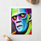Carte de voeux Frankenstein (Devant/Arrière en situation)