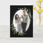 Carte de voeux Frosty Green Wreath Photo (Fleur jaune)