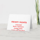 Carte de voeux FROSTY'S NIGHT Snowman Design (Dos)