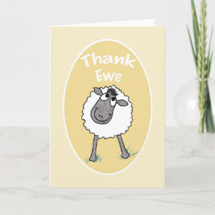 Carte de voeux Fun mignon mouton Merci Ewe