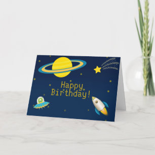 Carte de voeux Fun Space Rocket