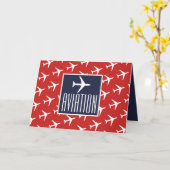 Carte de voeux Funky White Plane Pilot Aviation (Fleur jaune)