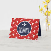 Carte de voeux Funky White Plane Pilot Aviation (Fleur jaune)