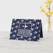 Carte de voeux Funky White Plane Pilot Aviation (Fleur jaune)