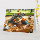 Carte de voeux Funny Golf (Fleur jaune)