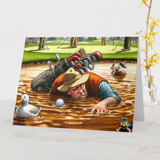 Carte de voeux Funny Golf (Fleur jaune)