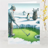 Carte de voeux Funny Golf (Fleur jaune)