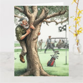 Carte de voeux Funny Golf (Fleur jaune)