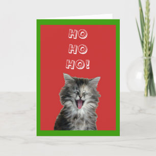 Carte de voeux gaie de chaton de Noël