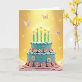 Carte de Vœux Gâteau Fantaisiste (Fleur jaune)