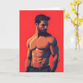 Carte de vœux gay dévergondée en rouge (Fleur jaune)