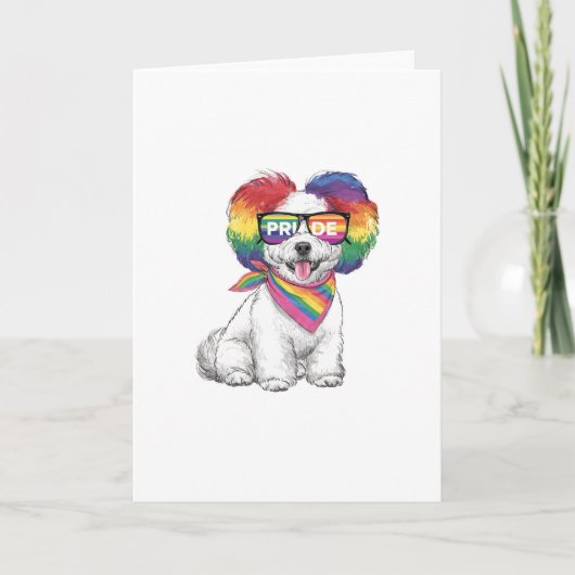 Carte de voeux Gay pride LGBTQ+ - Rainbow Pup (Devant)