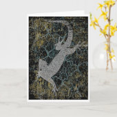 Carte de voeux Gecko (Antique design) (Fleur jaune)