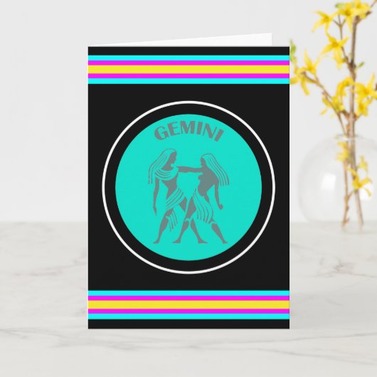 Carte de vœux Gémeaux (Fleur jaune)