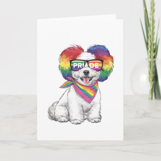 Carte de vœux générale LGBTQ+ - Pup en arc-en-ciel (Devant)
