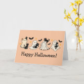 Carte de voeux Ghost & Chat Halloween (Fleur jaune)