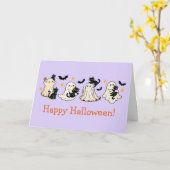 Carte de voeux Ghost & Chat Halloween (Fleur jaune)