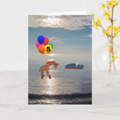 Carte de voeux - Giraffe Flottant dans le ciel (Fleur jaune)