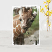 Carte de voeux Giraffe Snack (Fleur jaune)