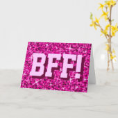 Carte de voeux Glitz Pink 'BFF!' 'Your Text' (Fleur jaune)