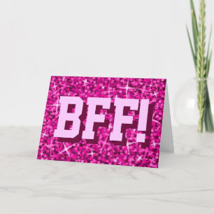 Carte de voeux Glitz Pink 'BFF!' 'Your Text'
