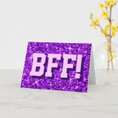 Carte de voeux Glitz Purple 'BFF!' 'Your Text' (Fleur jaune)