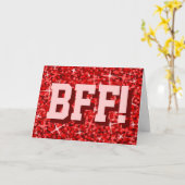 Carte de voeux Glitz Red 'BFF!' 'Your Text' (Fleur jaune)