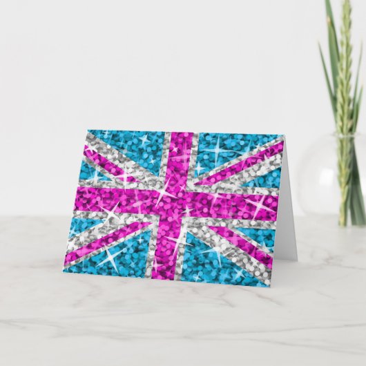 Carte de voeux Glitz UK Pink 'Your Text ' (Devant)