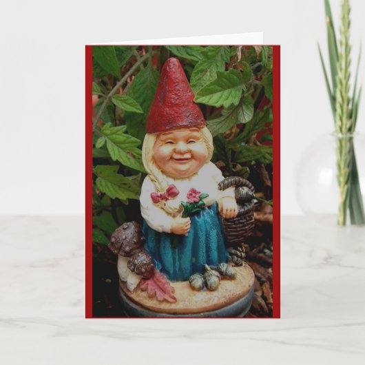 carte de voeux - gnome de jardin de dame (Devant)