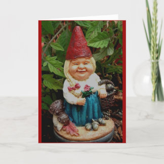 carte de voeux - gnome de jardin de dame