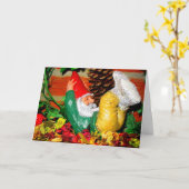 Carte de voeux Gnome Giggles (Fleur jaune)