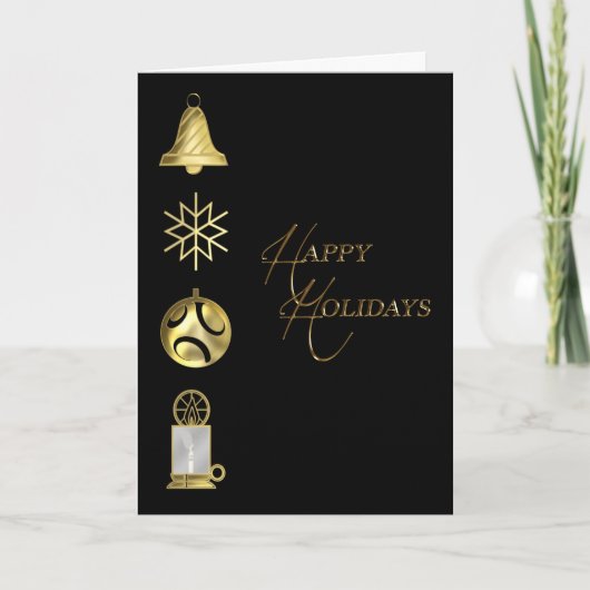 Carte de voeux Gold Black Happy Holidays (Devant)