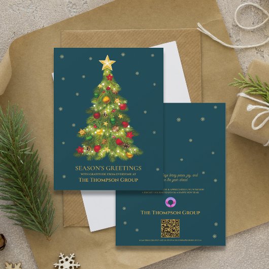 Carte de voeux Gold Christmas Tree Business Holida