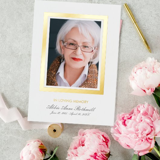 Carte de voeux Gold Foil Frame Photo Memorial Foil
