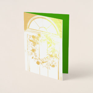 Carte de voeux Gold Foil Joyeux Noël Wreath