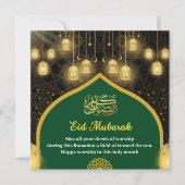Carte de voeux Gold & Green Minimalist Eid (Devant)
