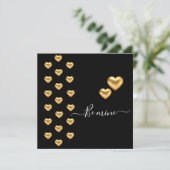 Carte de voeux Gold Heart Black Valentine Flat (Debout devant)
