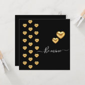Carte de voeux Gold Heart Black Valentine Flat (Devant/Arrière en situation)