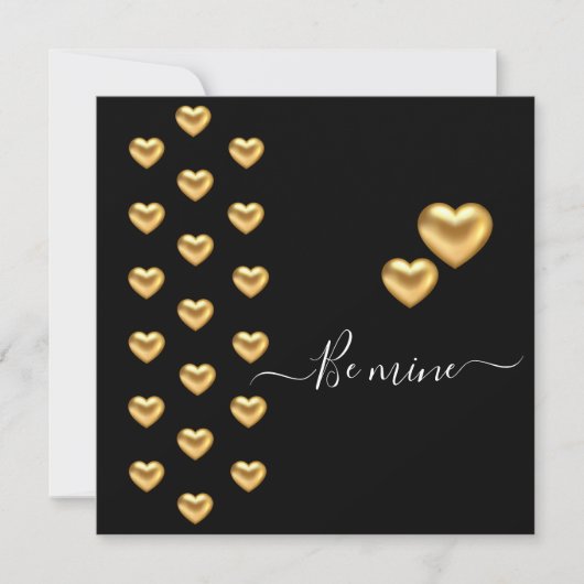Carte de voeux Gold Heart Black Valentine Flat (Devant)
