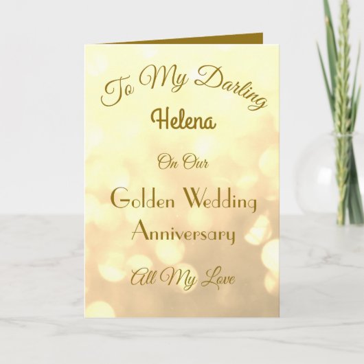 Carte de voeux Golden Anniversary de femme. (Devant)