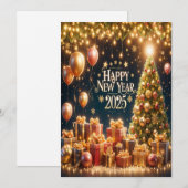 Carte de voeux Golden Glow Nouvel An 2025 (Devant / Derrière)