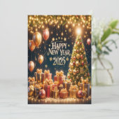 Carte de voeux Golden Glow Nouvel An 2025 (Debout devant)