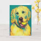 carte de voeux golden retriever (Fleur jaune)