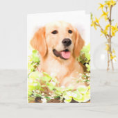Carte de voeux Golden Retriever (Fleur jaune)