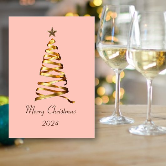 Carte de voeux Golden Ribbon Christmas Tree