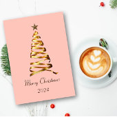 Carte de voeux Golden Ribbon Christmas Tree