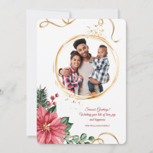 Carte de voeux Golden Ribbon Photo Holiday